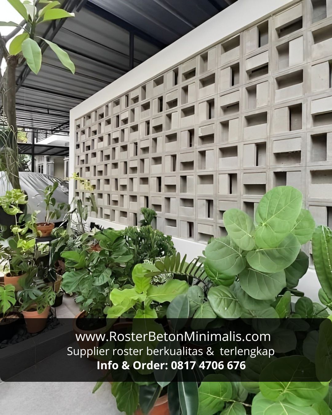 Aplikasi roster beton jalusi pada pagar rumah minimalis