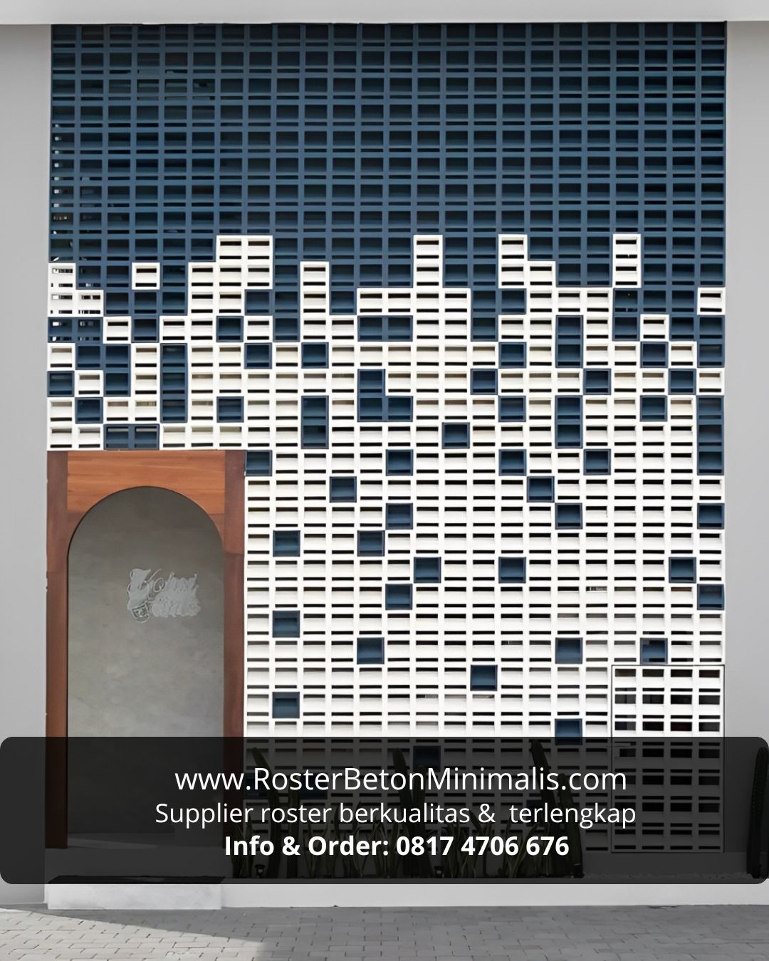 Aplikasi Roster Beton Motif Geometri pada rumah minimalis modern di Purwakarta.