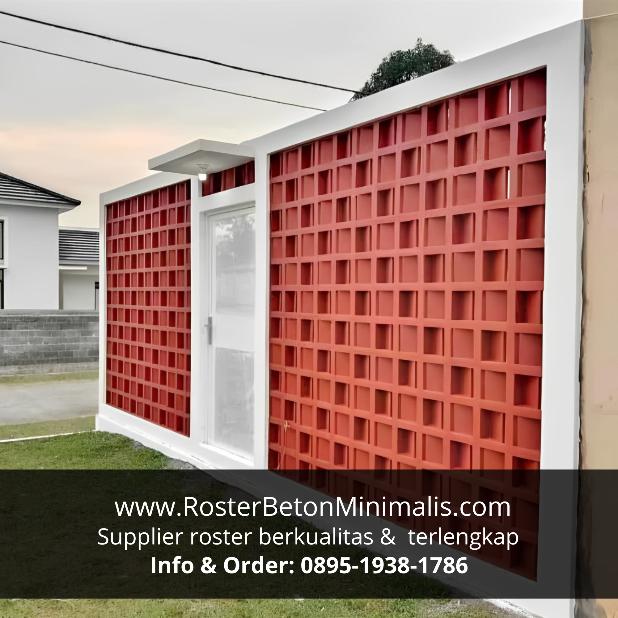 Fasad bangunan modern dengan roster beton di Tuban