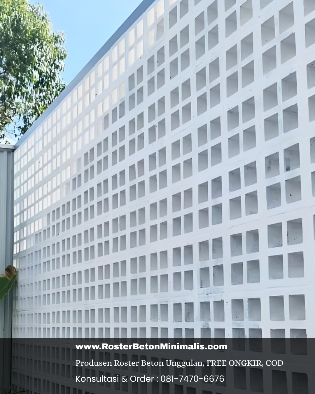 Ilustrasi aliran udara sejuk yang masuk melalui dinding roster beton