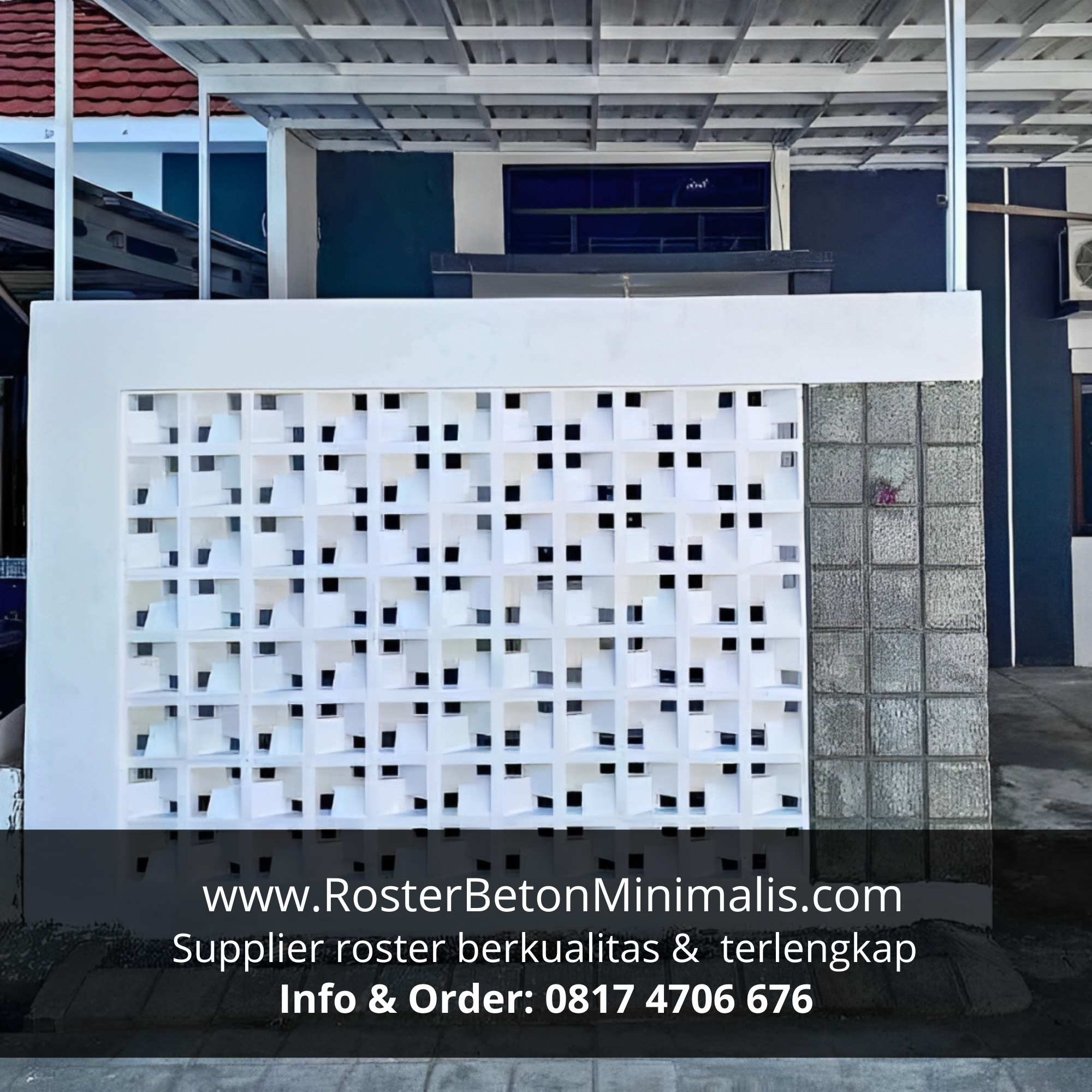 Penggunaan roster beton motif klasik untuk rumah tinggal di Denpasar.