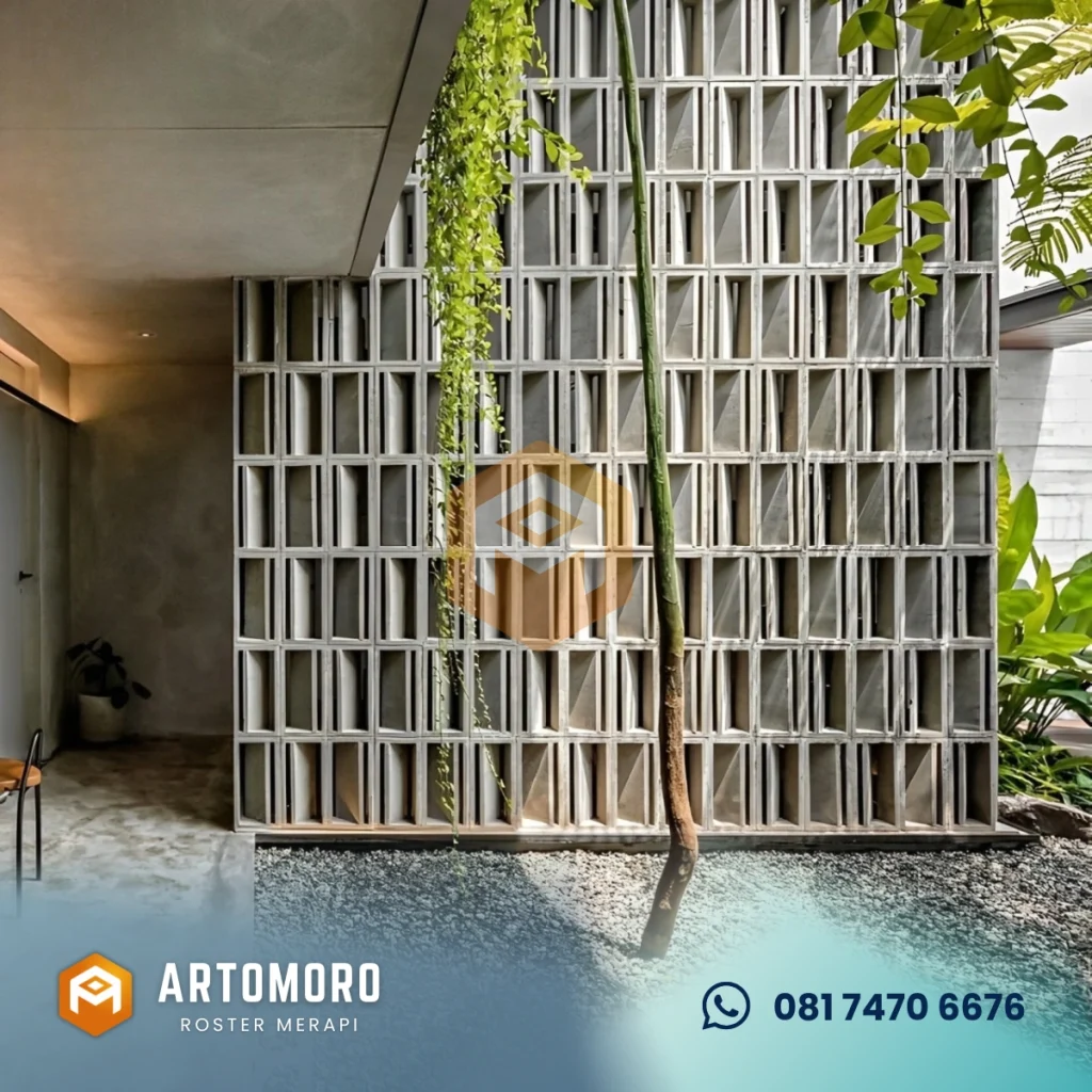 roster beton motif nako panjang untuk fasad