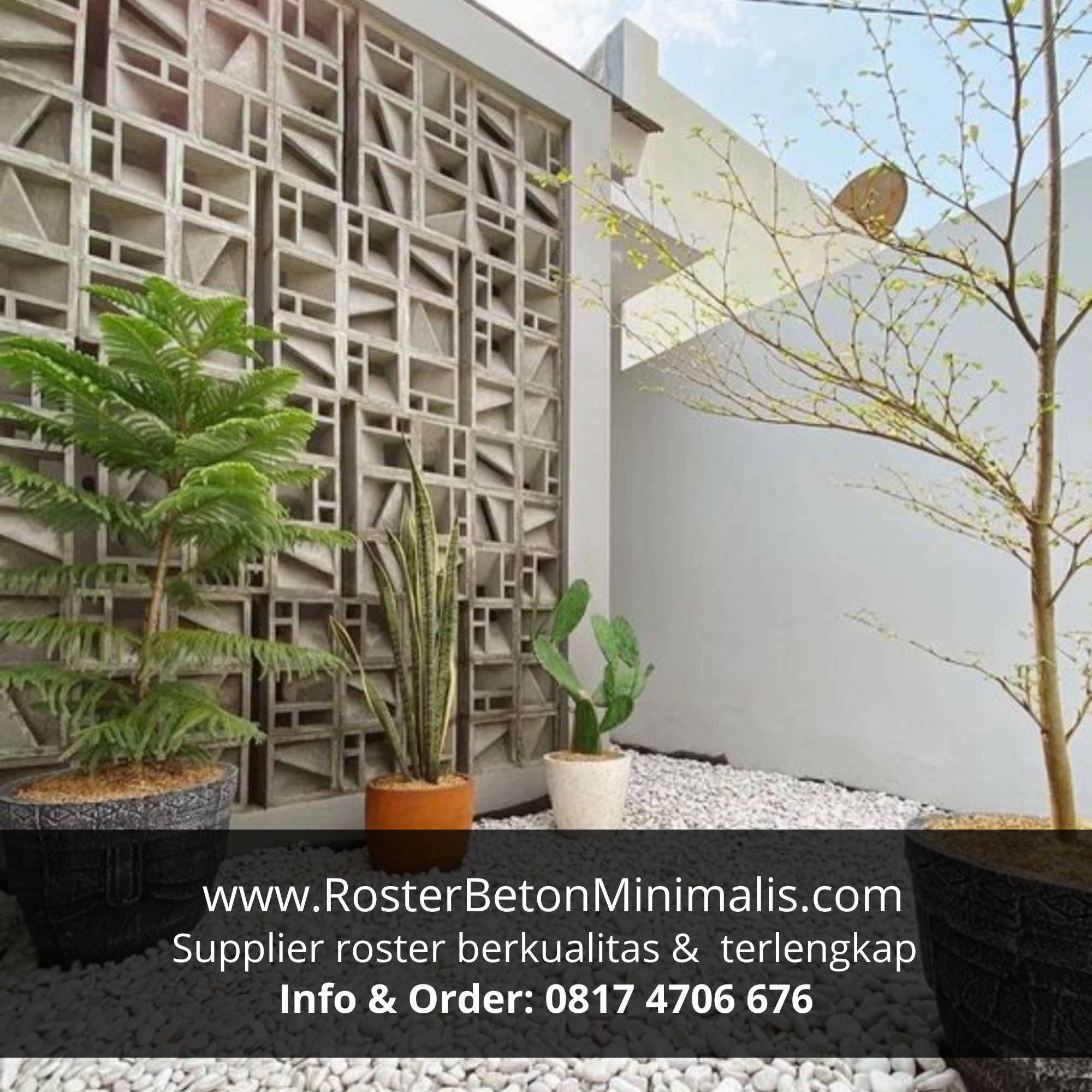 Fasad villa estetik dengan roster beton di jalur wisata Bromo, Probolinggo